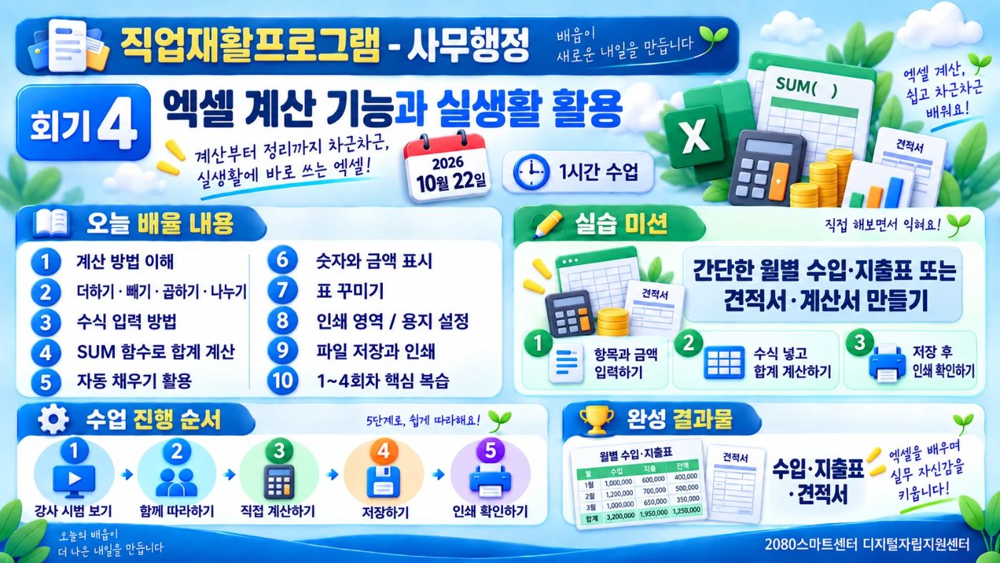 4회차 엑셀 계산 기능과 실생활 활용 수업 안내 자료